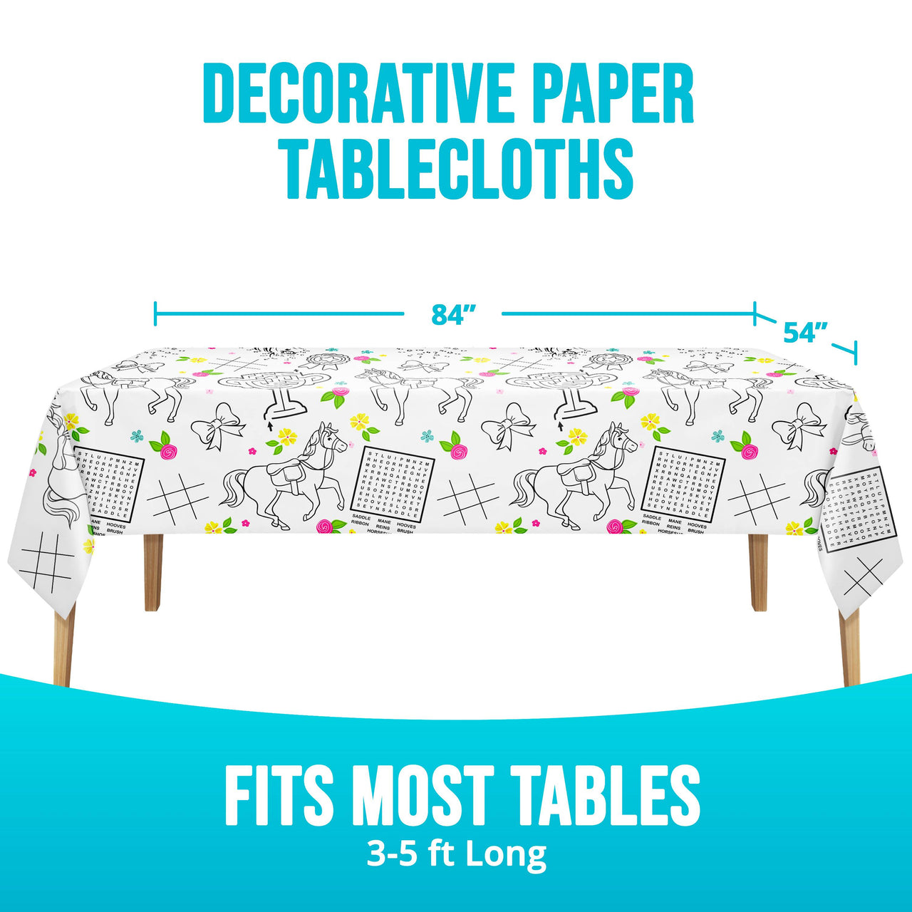 Horse Charm Paper Tablecovers 54" x 84"