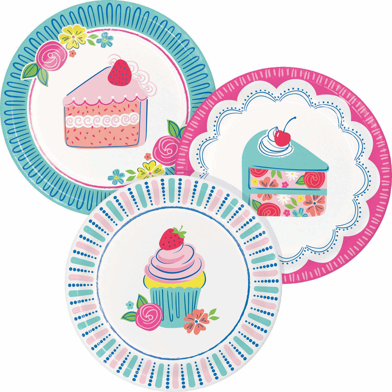 Floral Cake Asst Luncheon Plates 7"