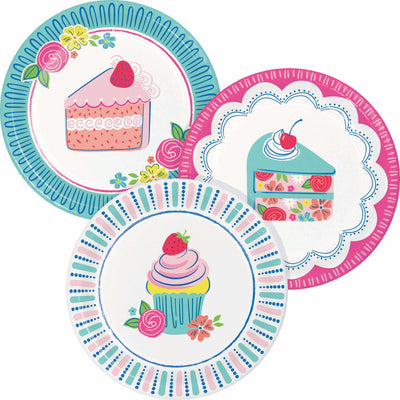 Floral Cake Asst Luncheon Plates 7"
