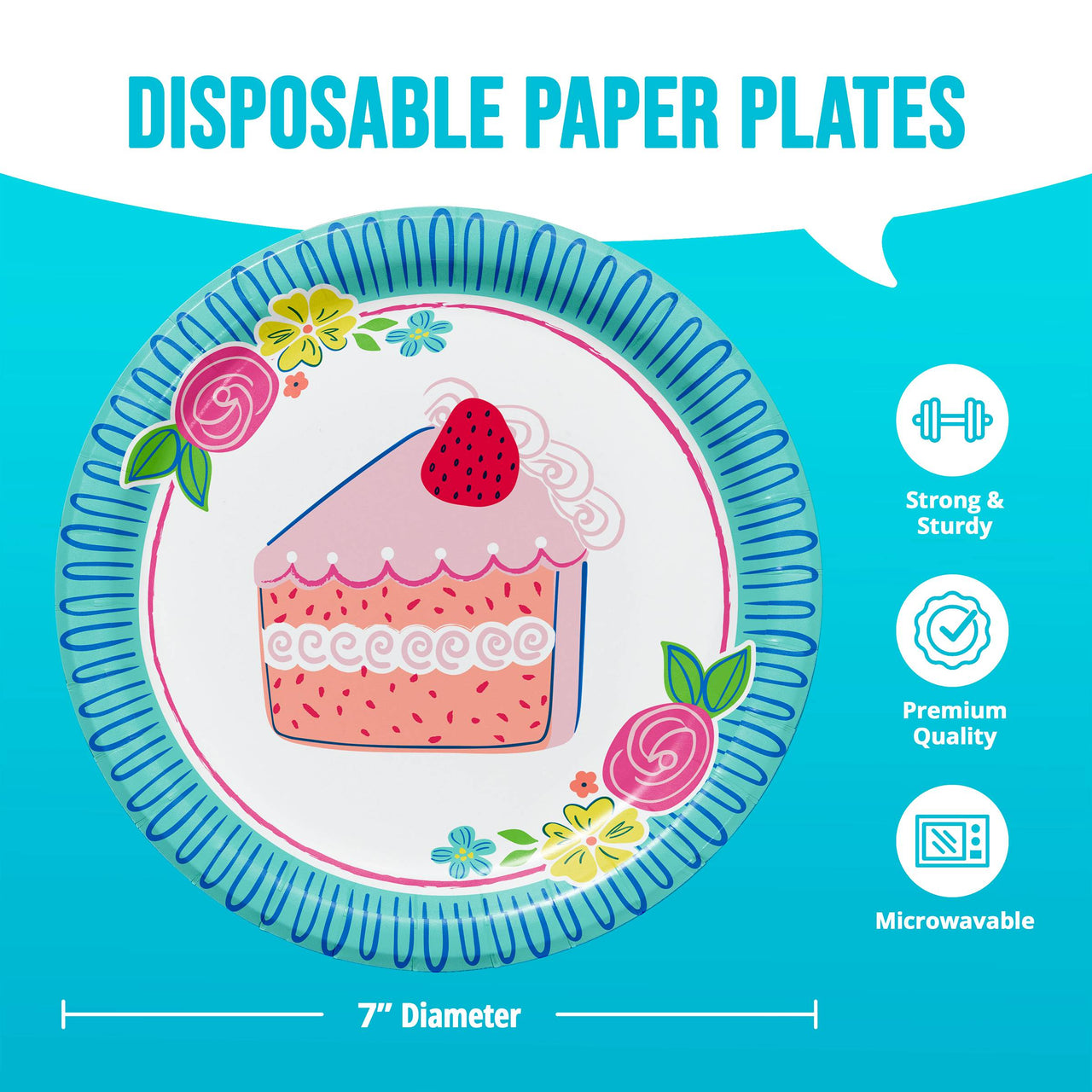 Floral Cake Asst Luncheon Plates 7"