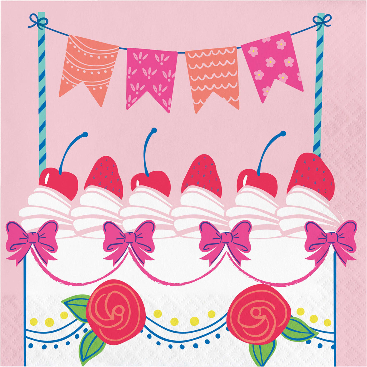 Floral Cake Luncheon Napkins 6.5" x 6.5"