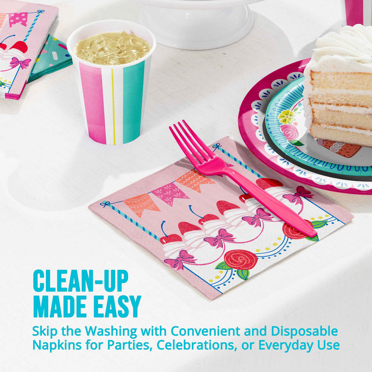 Floral Cake Luncheon Napkins 6.5" x 6.5"