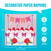 Floral Cake Luncheon Napkins 6.5