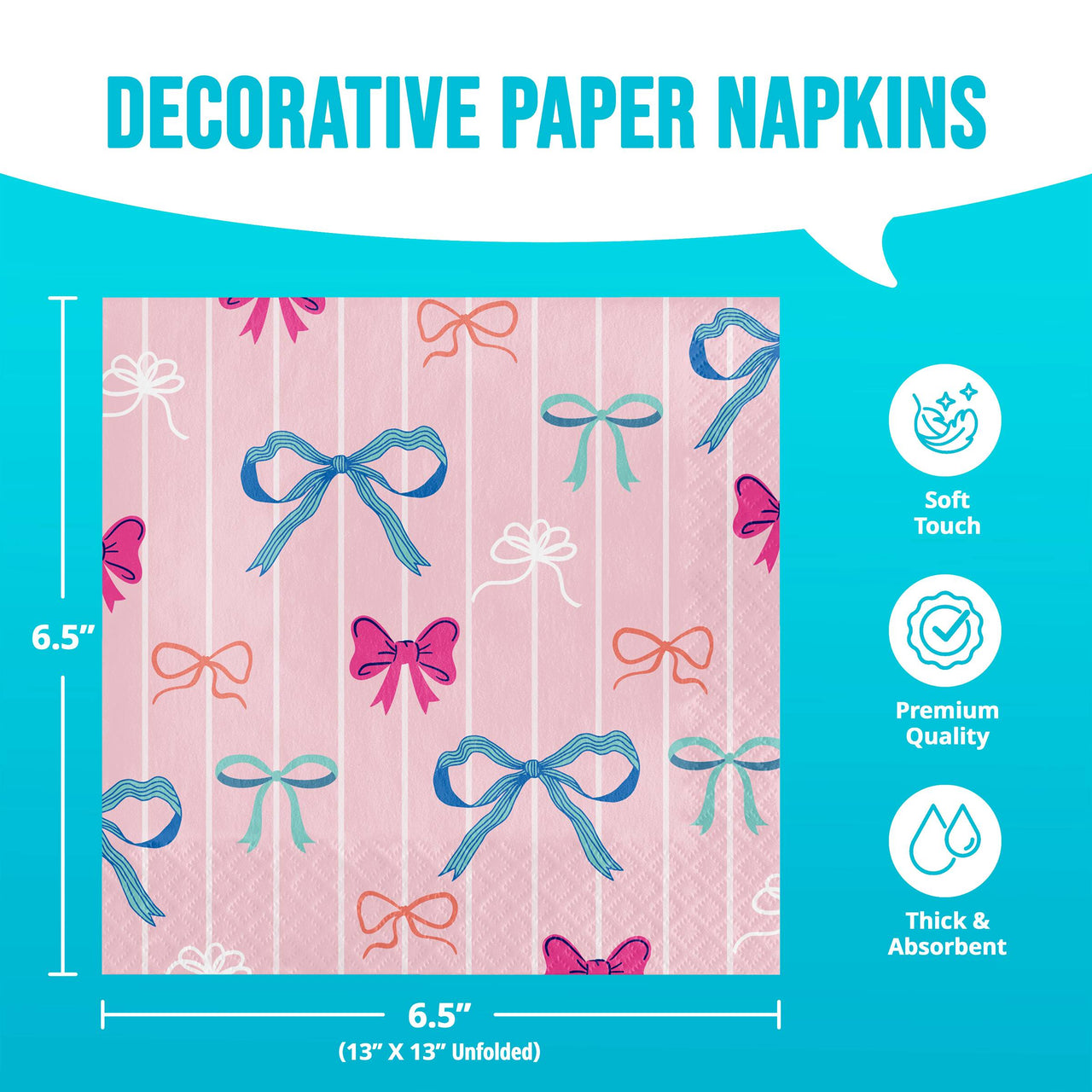 Bow Bash Luncheon Napkins 6.5" x 6.5"