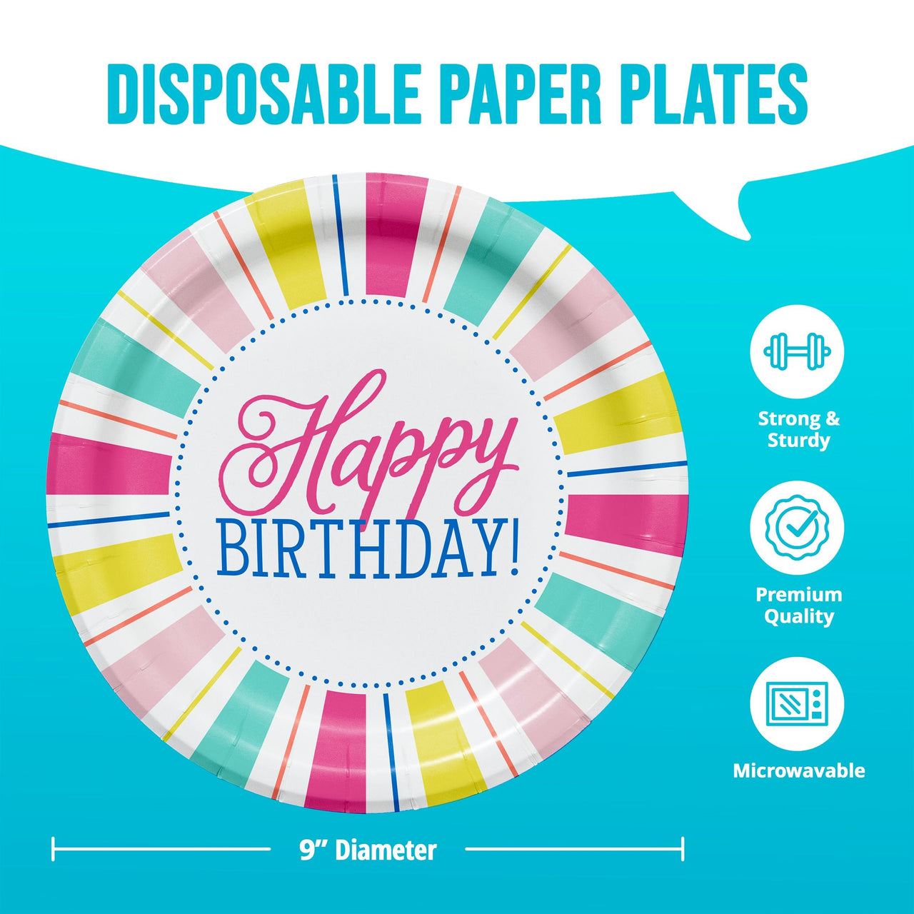 Birthday Brights Dinner Plates 9"