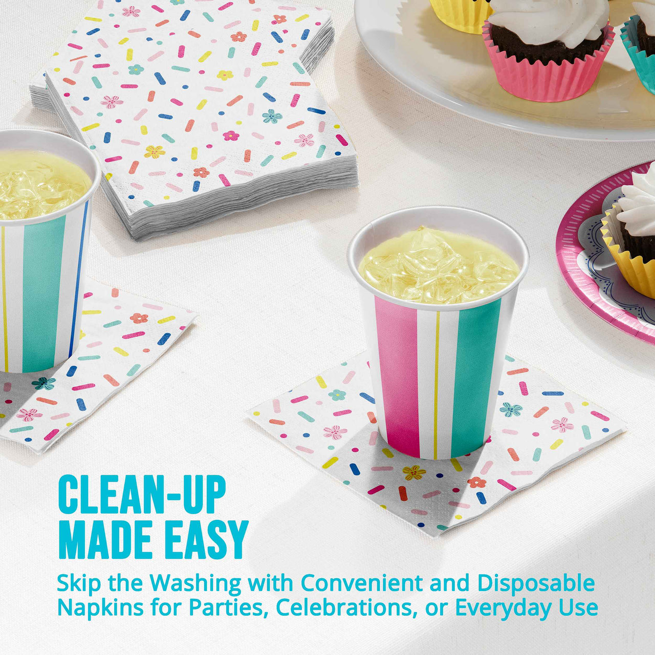 Birthday Brights Beverage Napkins 5" x 5"
