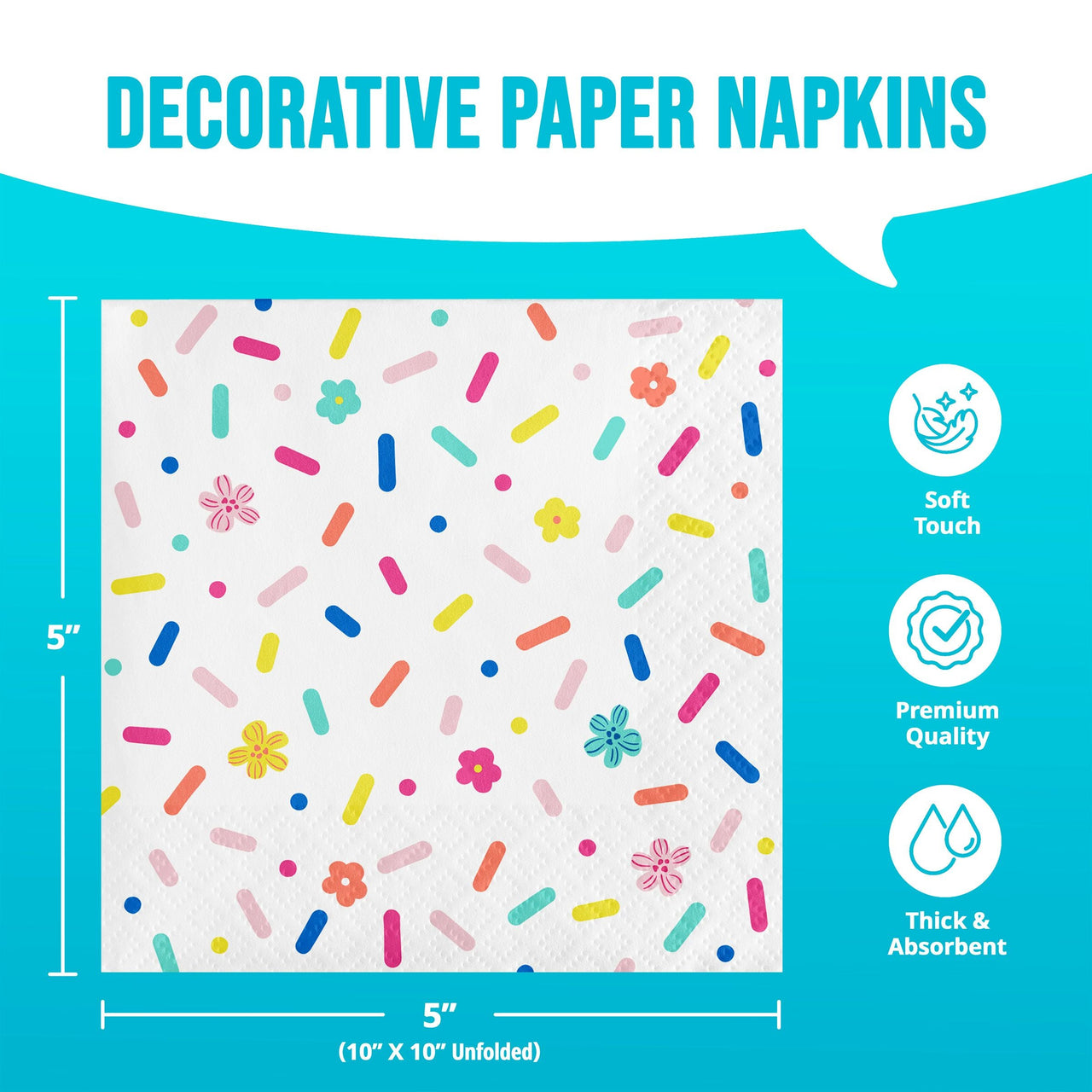 Birthday Brights Beverage Napkins 5" x 5"