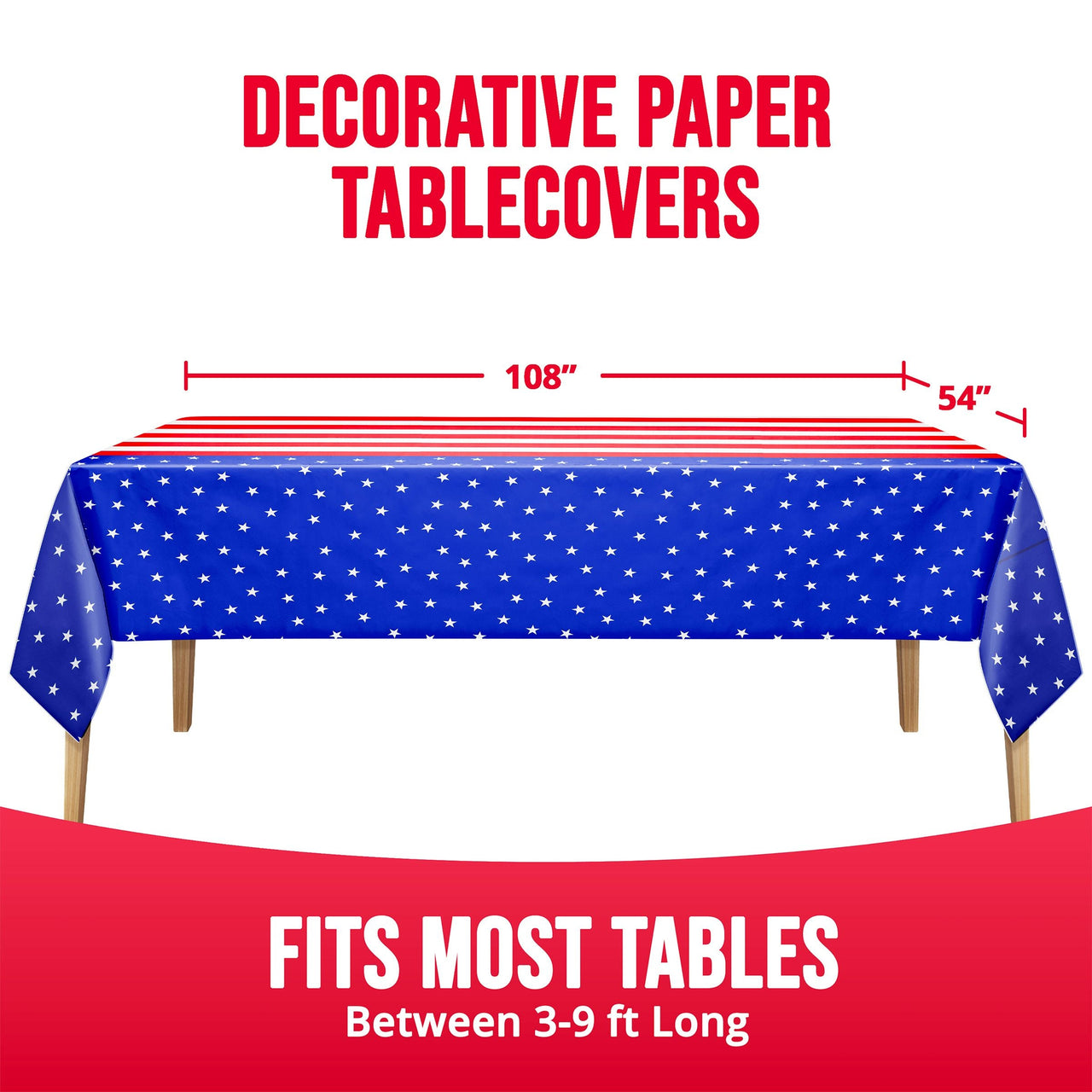Patriotic Plastic Tablecovers 54" x 108"