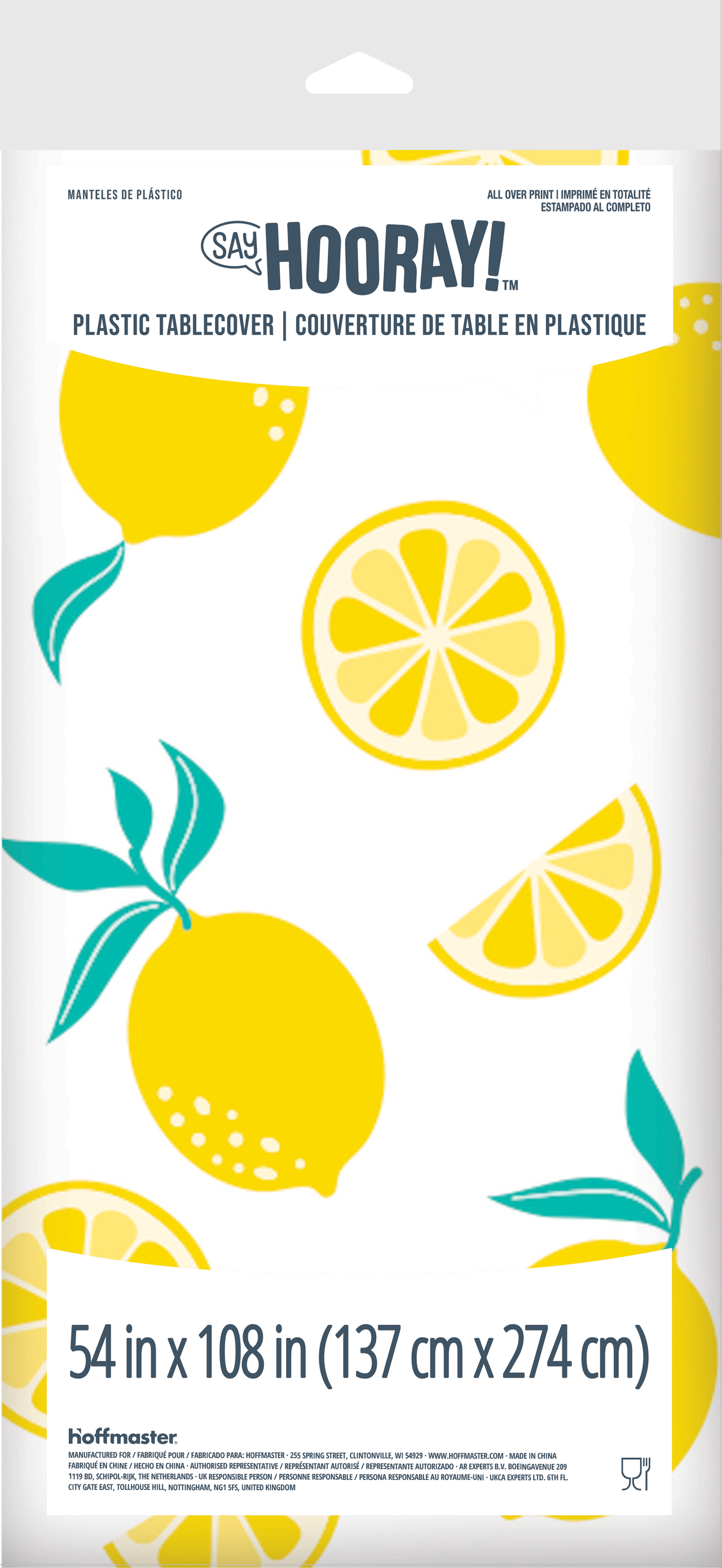 Lemons Plastic Tablecovers 54" x 108"