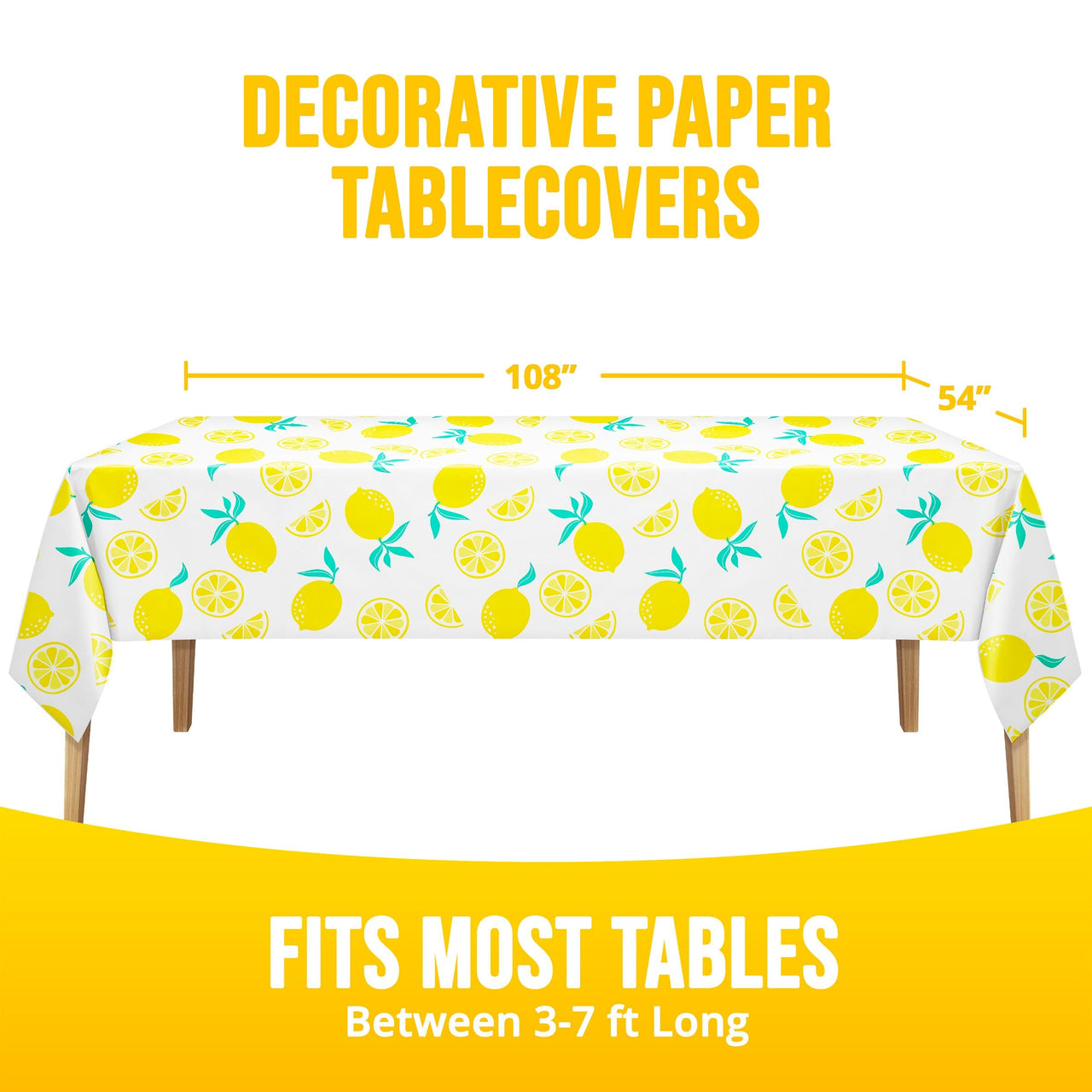 Lemons Plastic Tablecovers 54" x 108"