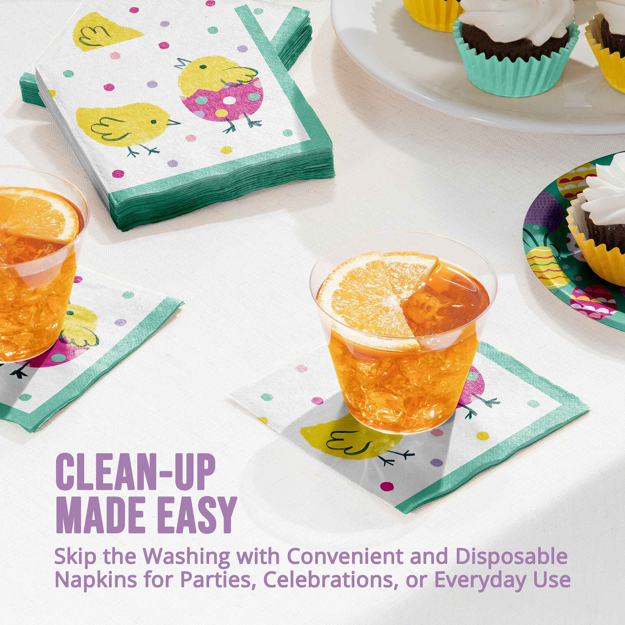 Eggstra Easter Beverage Napkins 5" x 5"