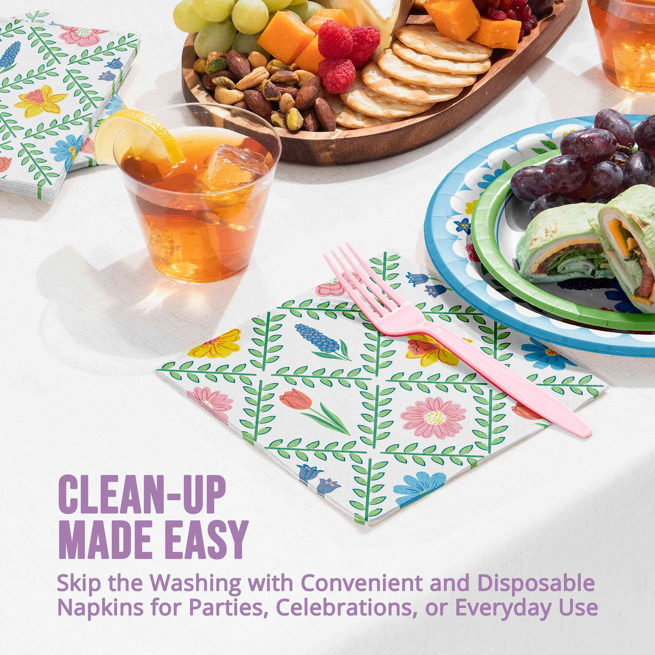 Easter Meadow Floral Luncheon Napkins 6.5" x 6.5"