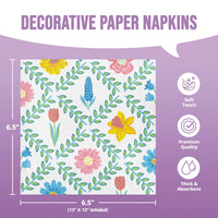 Easter Meadow Floral Luncheon Napkins 6.5
