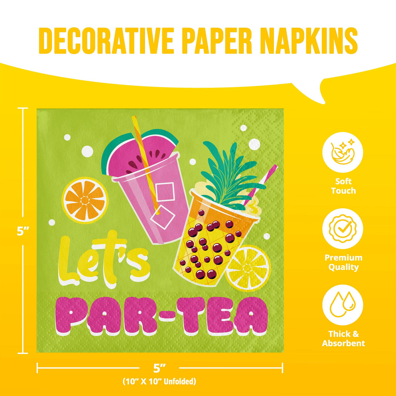 Tropic Par-Tea Beverage Napkins 5" x 5"