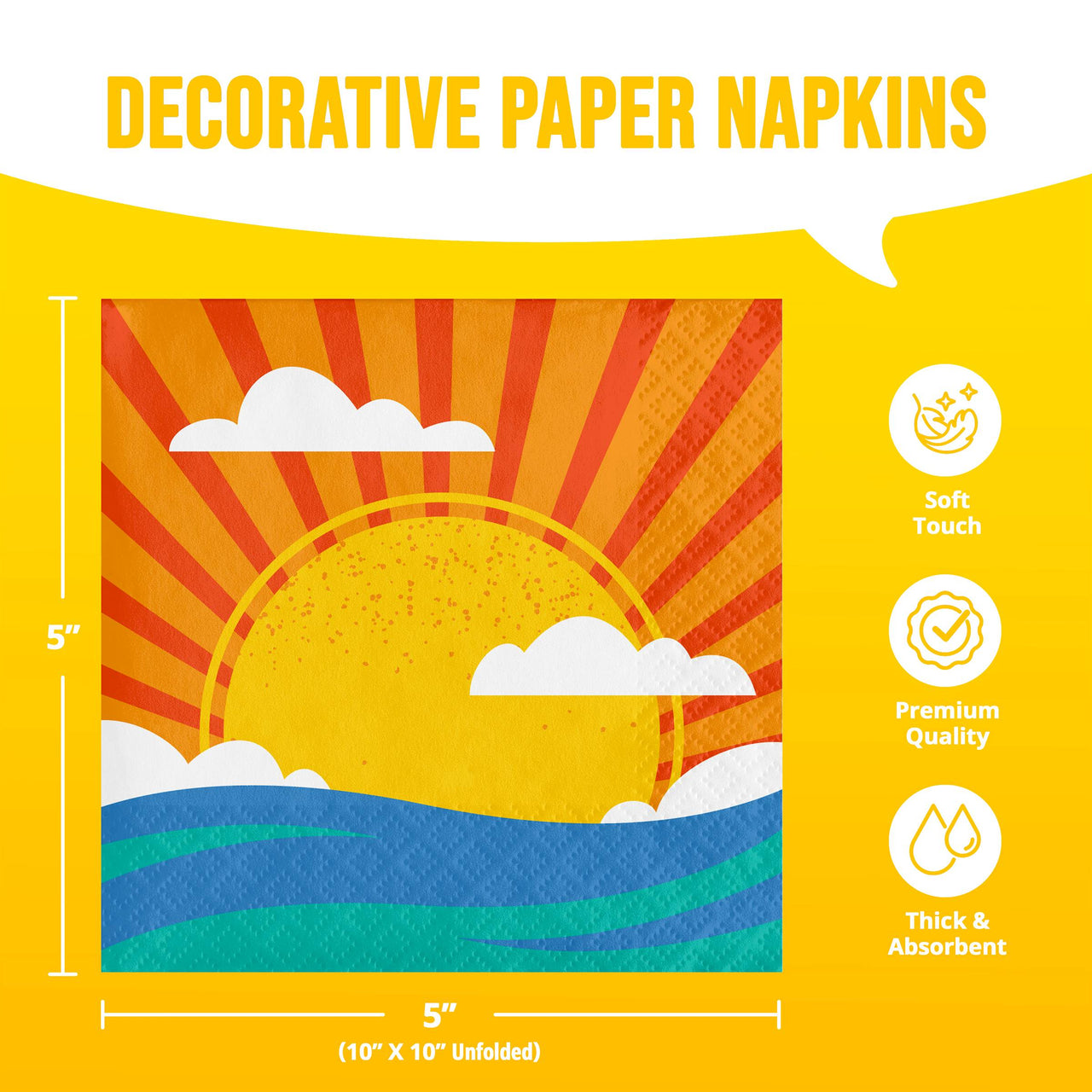 Sun Kissed Beverage Napkins 5" x 5"