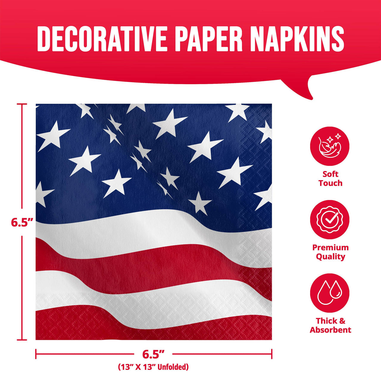 Flag Flair Luncheon Napkins 6.5" x 6.5"