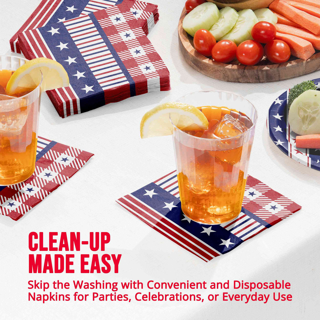 Patriotic Patterns Beverage Napkins 5" x 5"