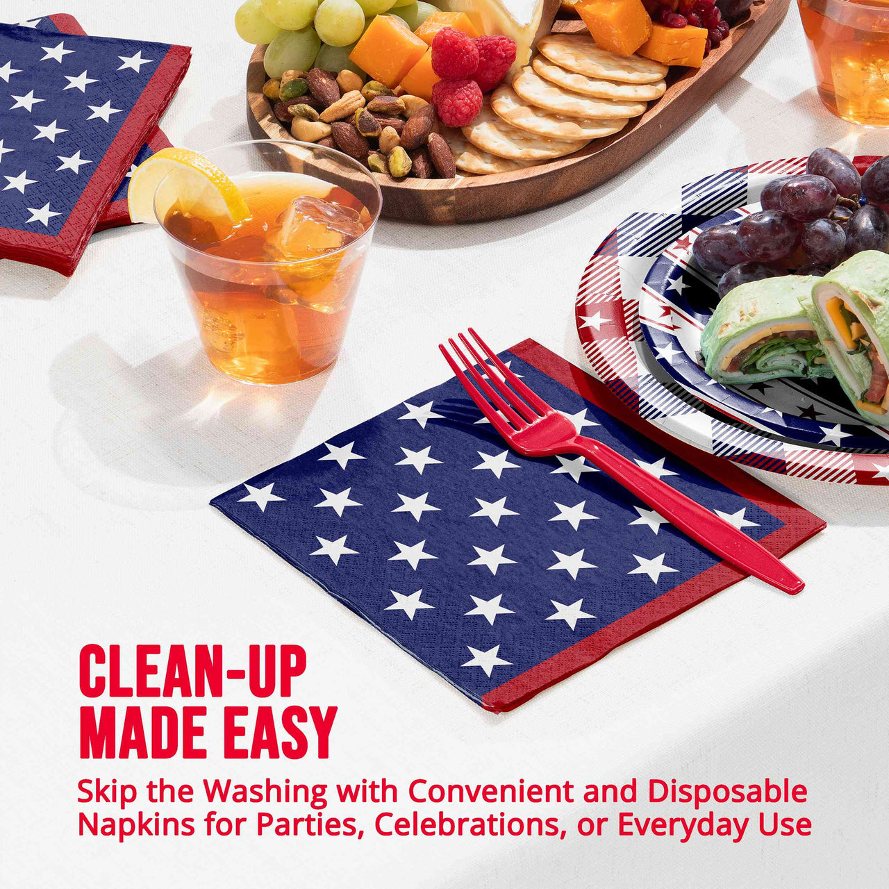 Patriotic Patterns Luncheon Napkins 6.5" x 6.5"