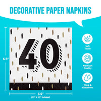 Golden Wishes 40th Luncheon Napkins 6.5