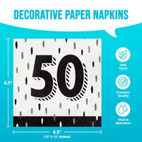 Golden Wishes 50th Luncheon Napkins 6.5
