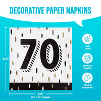 Golden Wishes 70th Luncheon Napkins 6.5