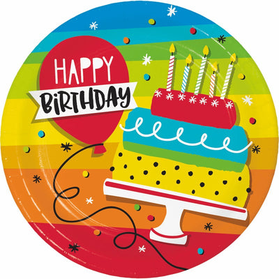 Rainbow Cake Paper Dinner Plates (96 per Case)