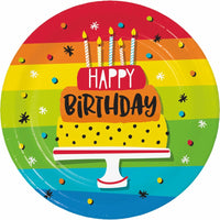 Rainbow Cake Paper Dessert Plates (96 per Case)
