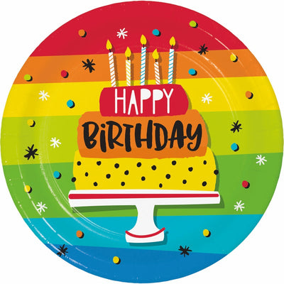 Rainbow Cake Paper Dessert Plates (96 per Case)