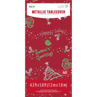 6ct Bulk Metallic Printed Christmas Plastic Table Covers
