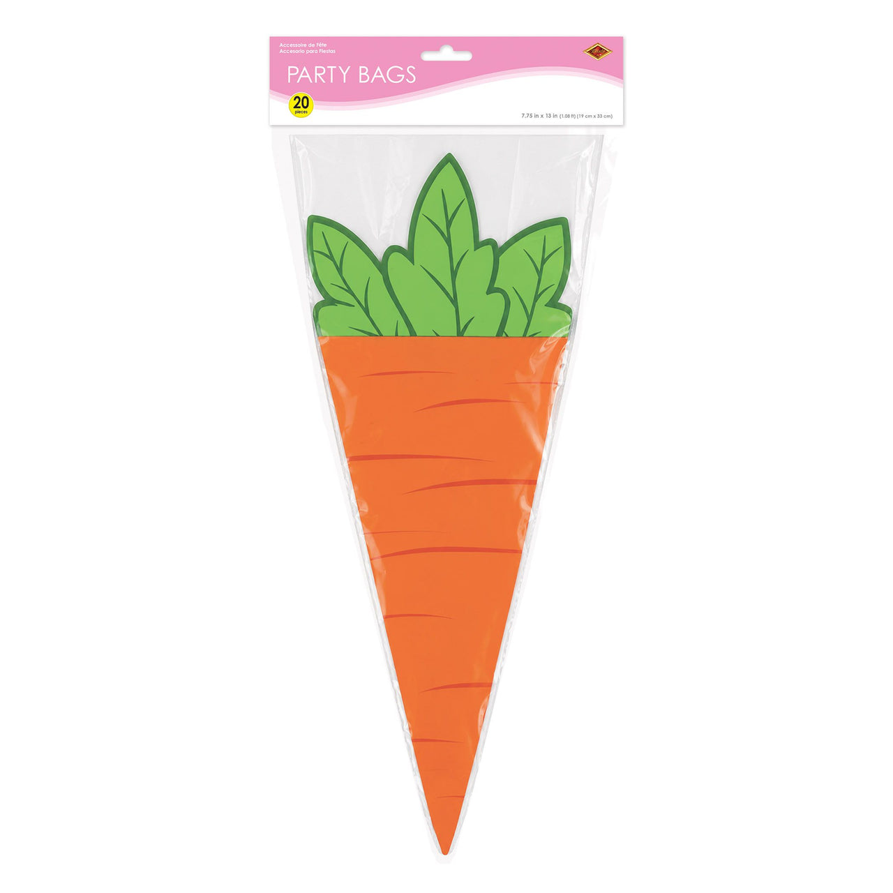 Carrot Shaped Cello Bags (20-Count) - 7.75 x 13 Inch Treat Bags - view 3