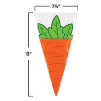 Carrot Shaped Cello Bags (20-Count) - 7.75 x 13 Inch Treat Bags - view 5
