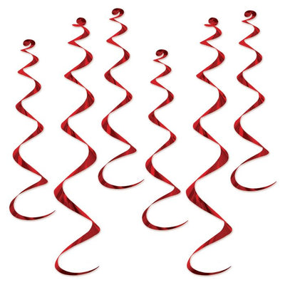 Red Twirly Whirlys Hanging Decorations (6-Pack)