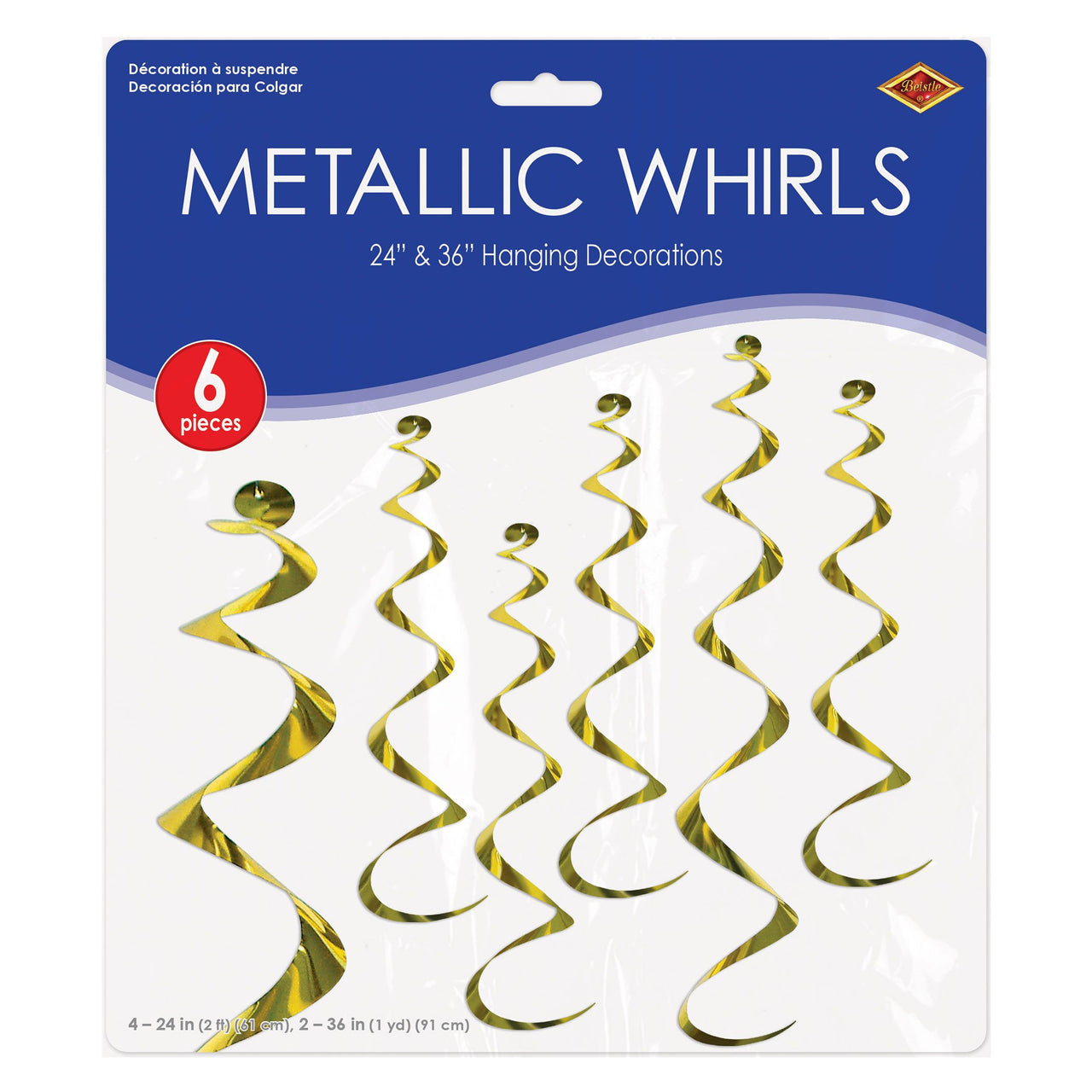 Yellow Twirly Whirlys Hanging Decorations (6-Pack)
