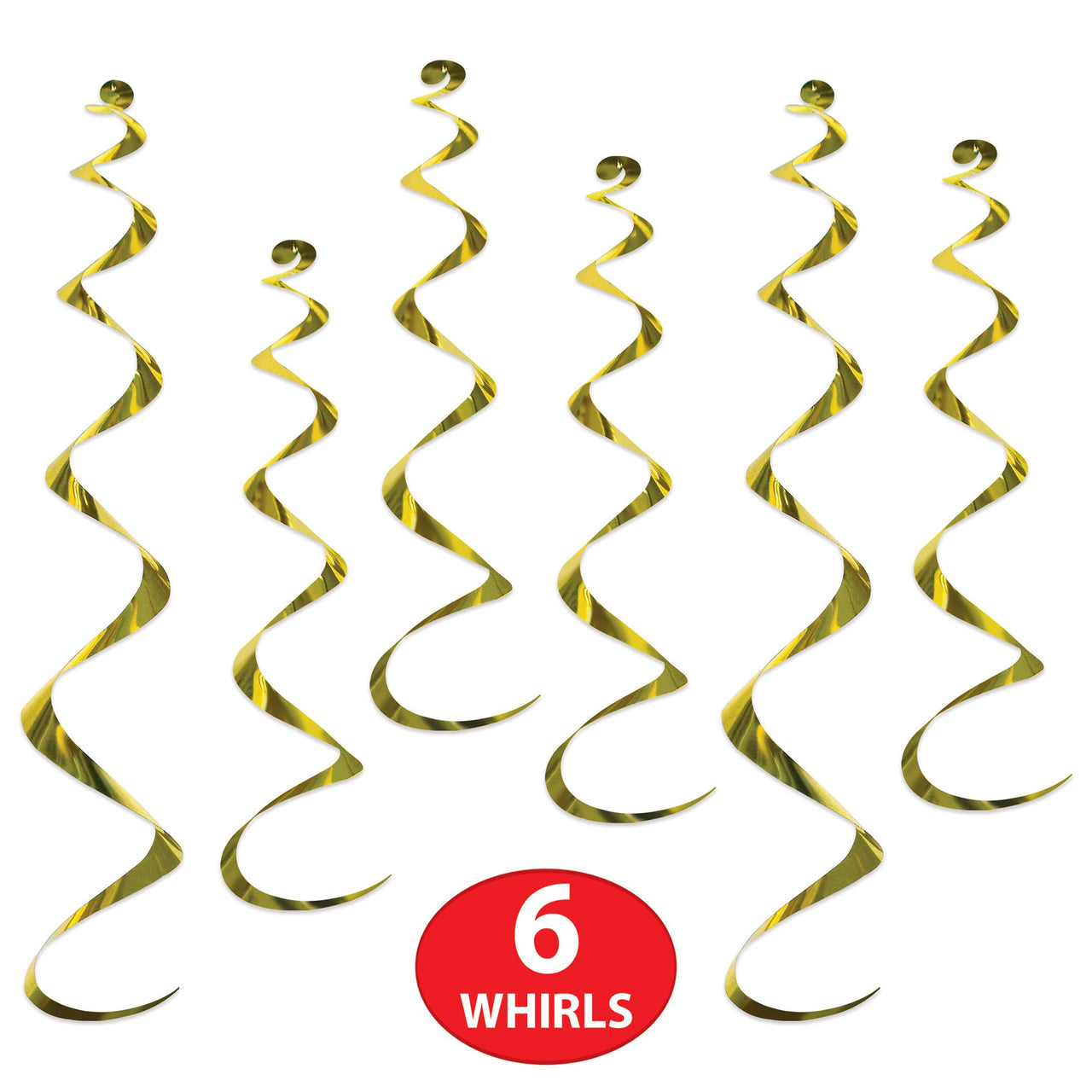 Yellow Twirly Whirlys Hanging Decorations (6-Pack)