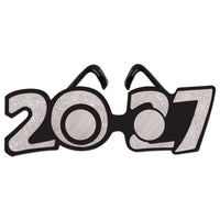 2027 Silver Glitter Eyeglasses - New Year & Graduation Party Favors