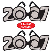 2027 Silver Glitter Eyeglasses - New Year & Graduation Party Favors