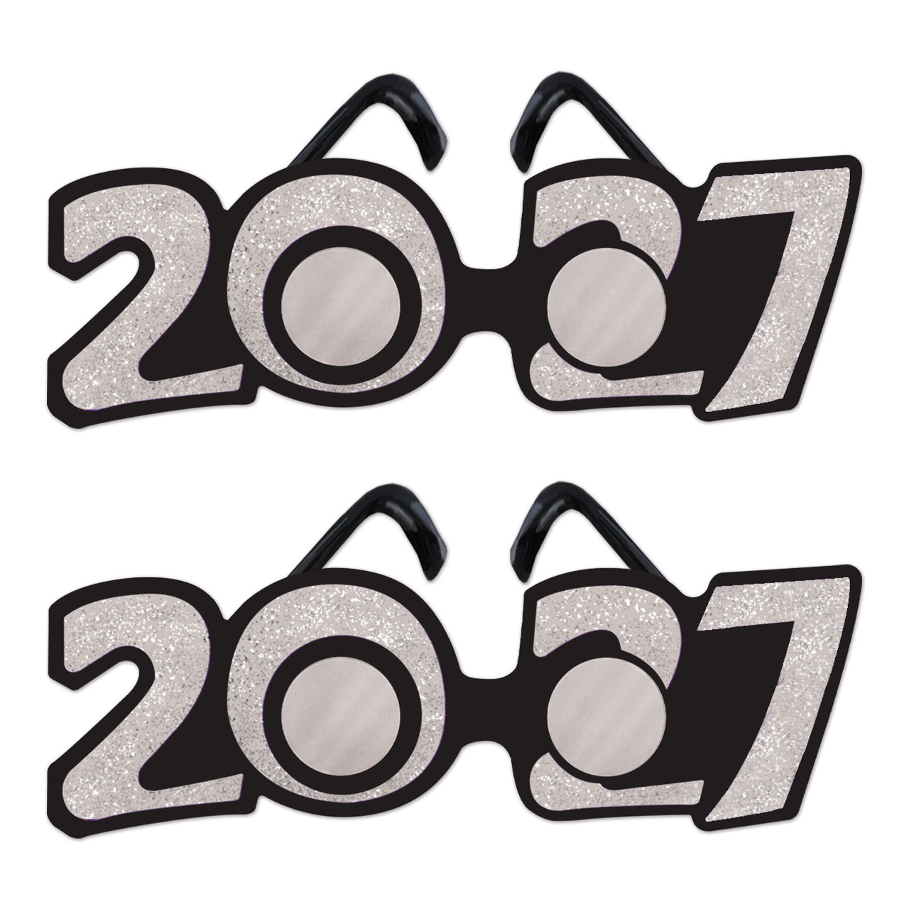 2027 Silver Glitter Eyeglasses - New Year & Graduation Party Favors