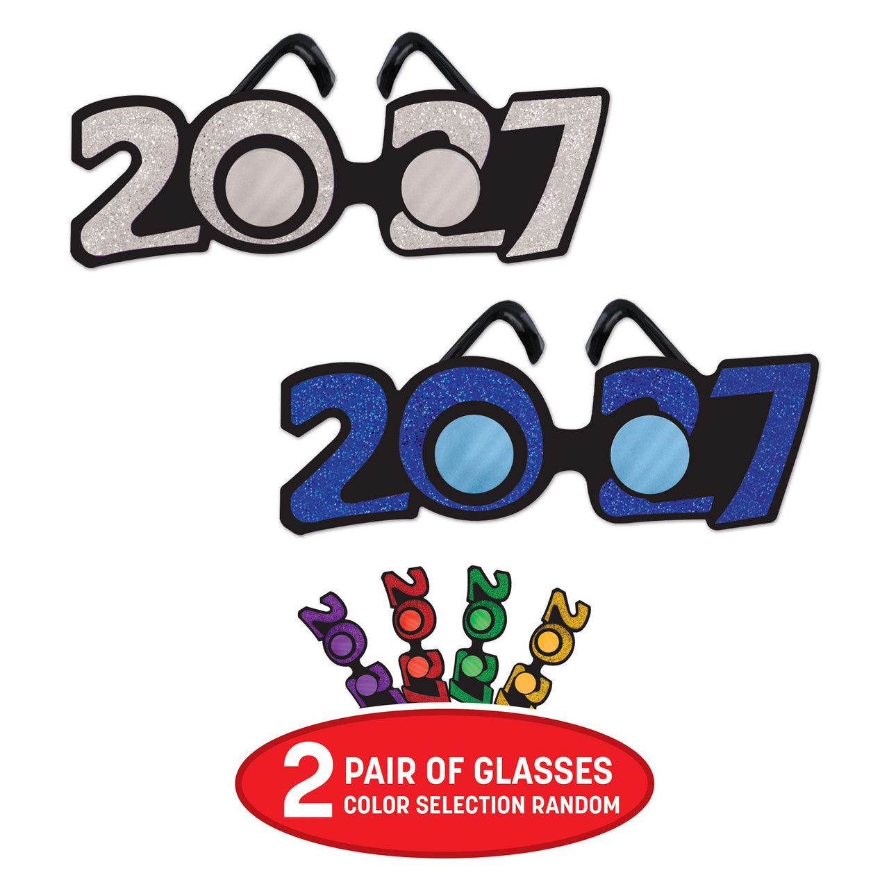 2027 Glitter Eyeglasses - Assorted Colors, One Size Fits Most