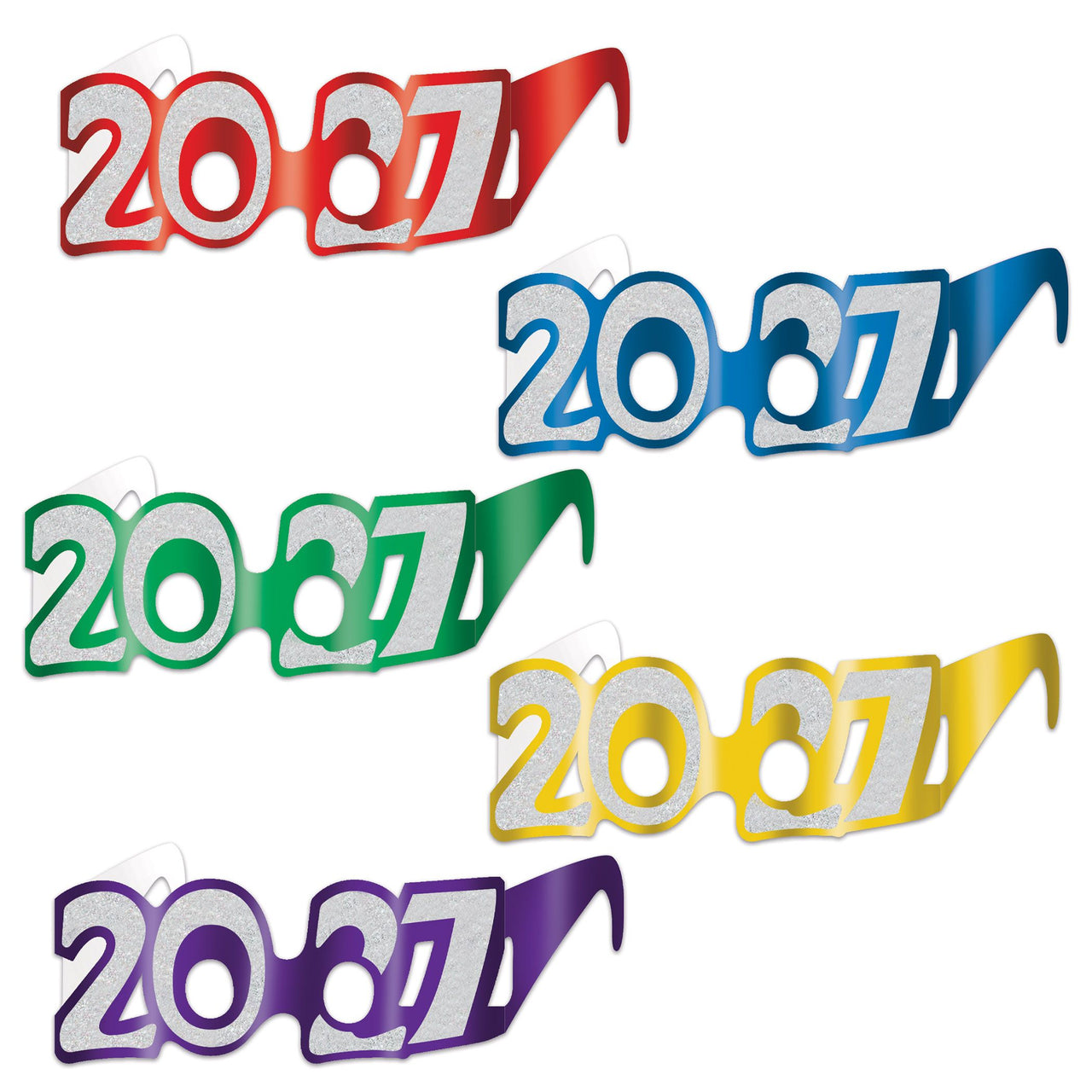 2027 Glittered Foil Eyeglasses - New Year's & Graduation Party Favors