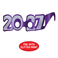 2027 Glittered Foil Eyeglasses - New Year's & Graduation Party Favors - view 5