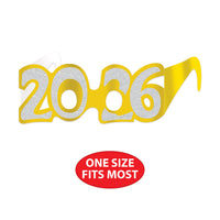 Gold Glitter 2026 Eyeglasses - New Year & Graduation Favors