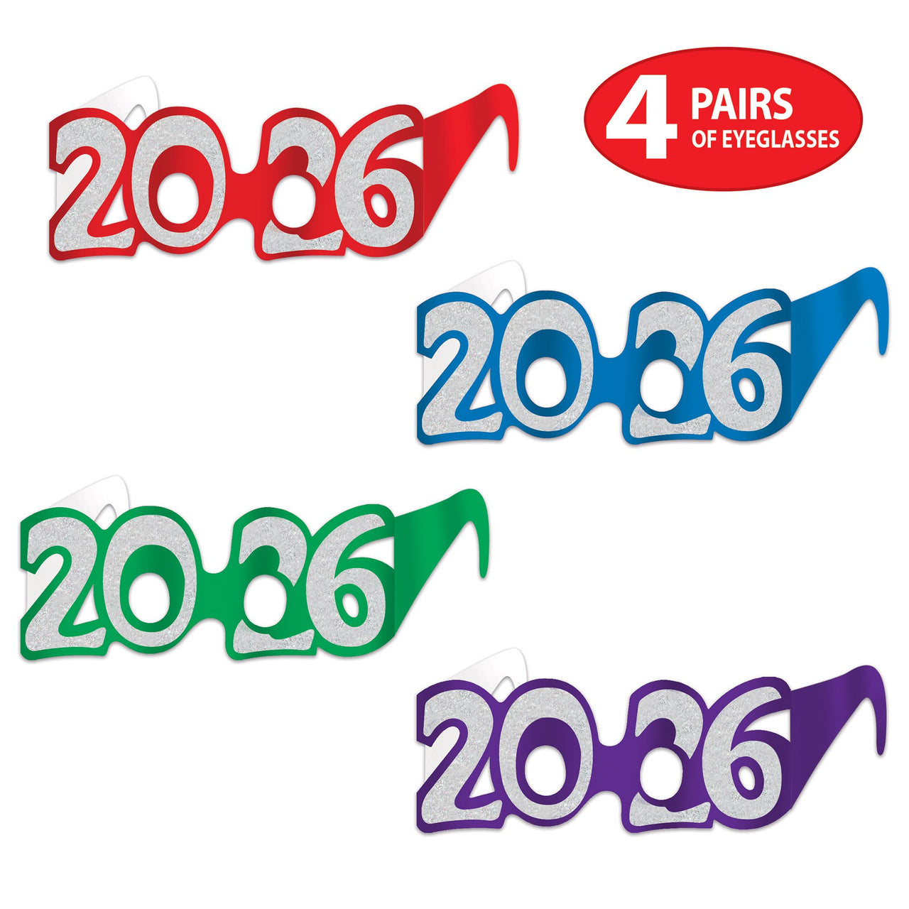 2026 Glittered Eyeglasses - New Year & Graduation Party Favors