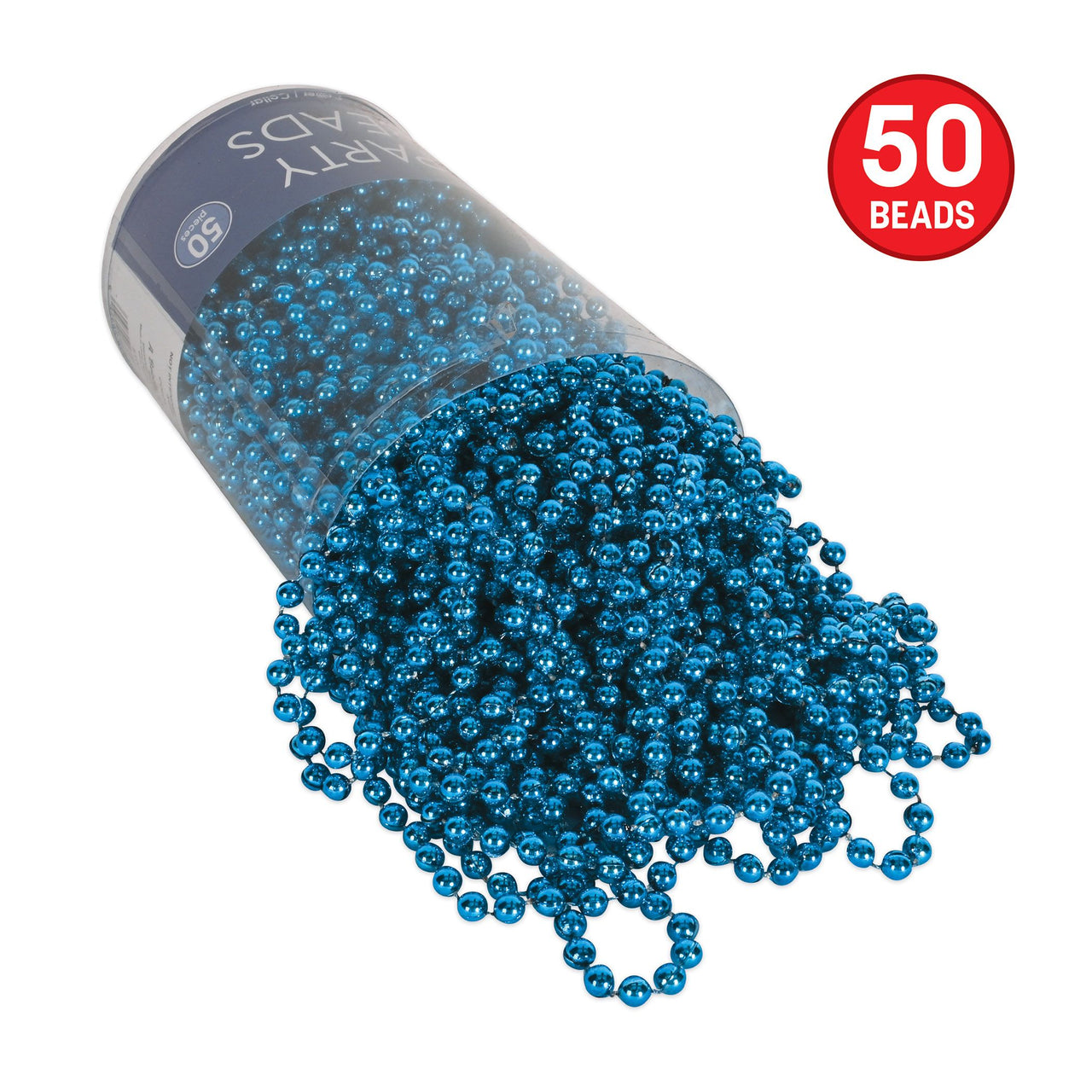 Blue Party Beads - 7mm x 33" Round Necklace (50/Pkg)