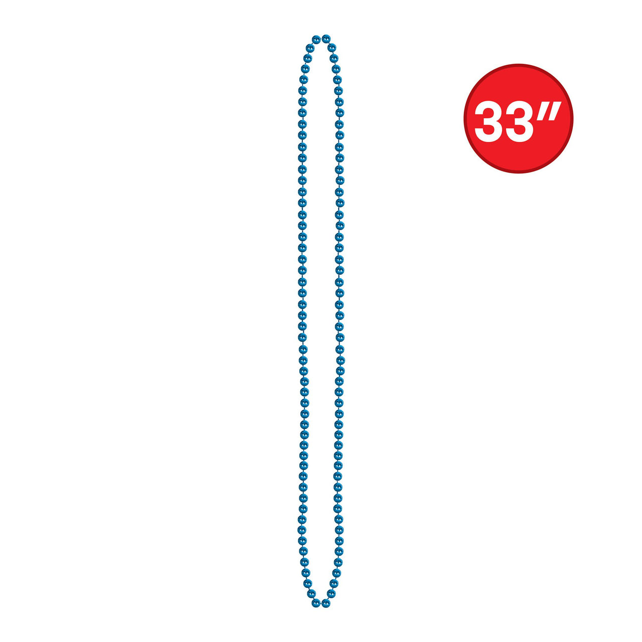 Blue Party Beads - 7mm x 33" Round Necklace (50/Pkg)