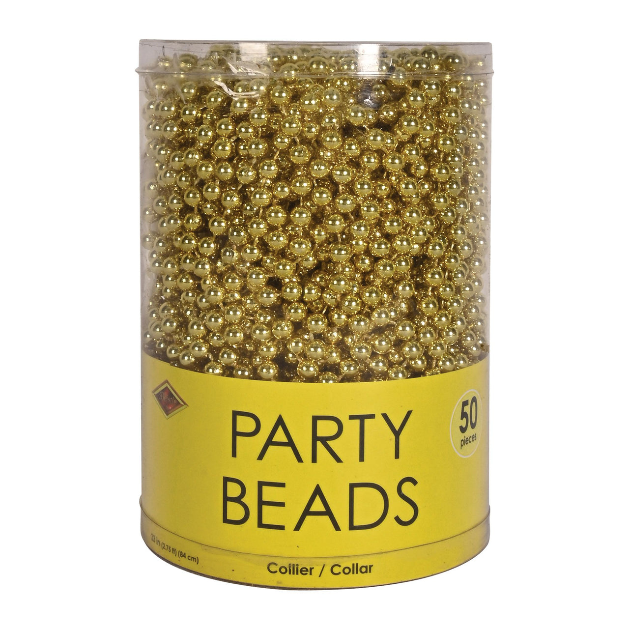 Gold Party Beads - 7mm x 33 inch (50/Pkg)