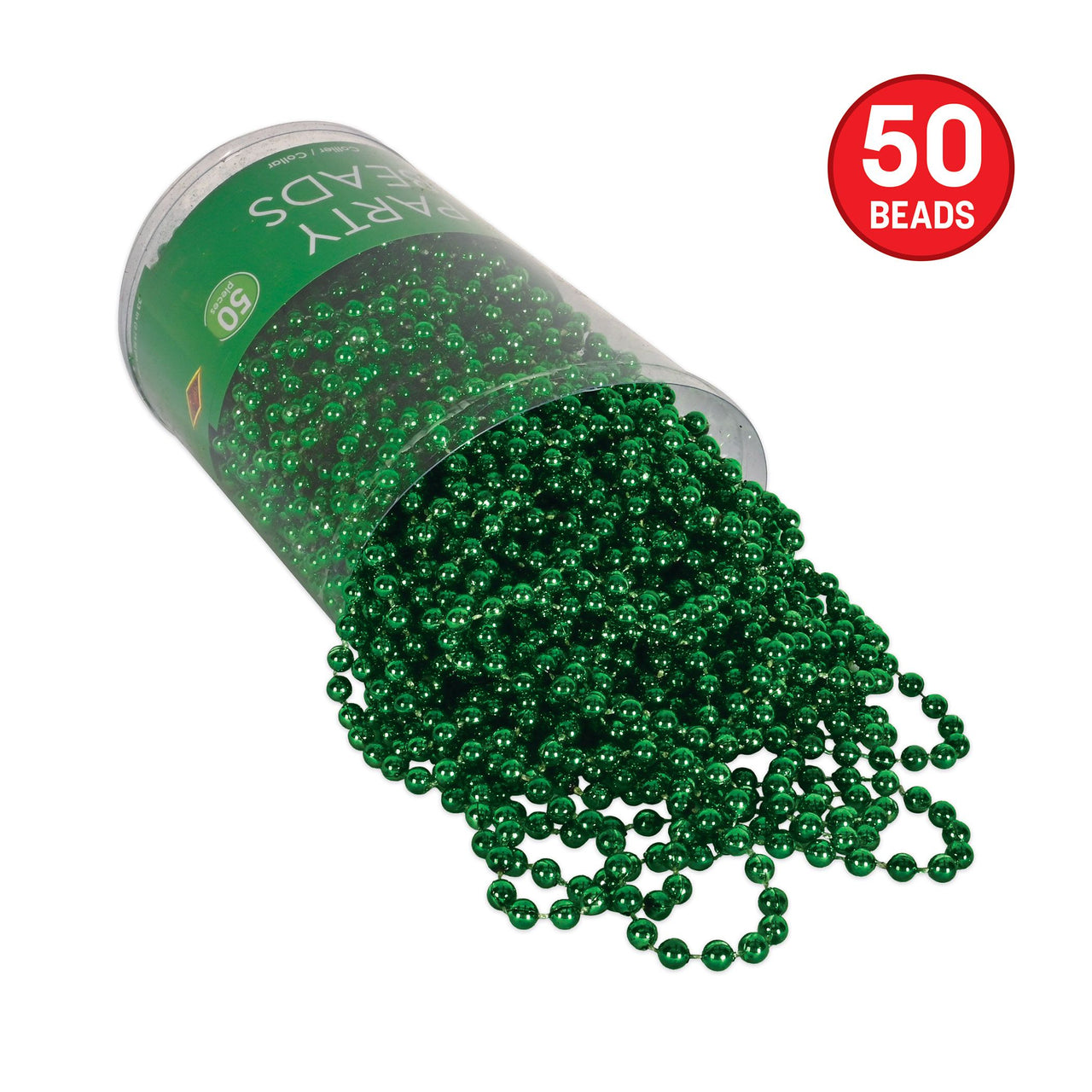 Green Round Party Beads - 7mm x 33" (50/Pkg)