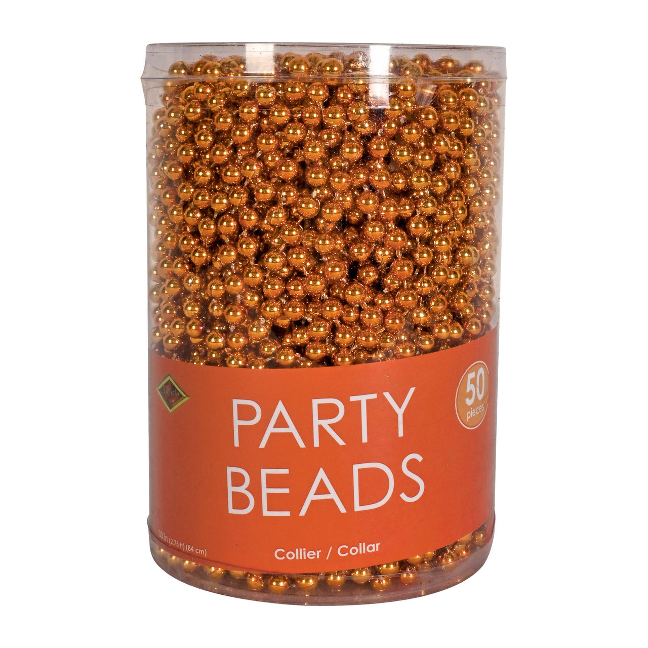 Orange Round Party Beads - 7mm x 33" (50/Pkg)