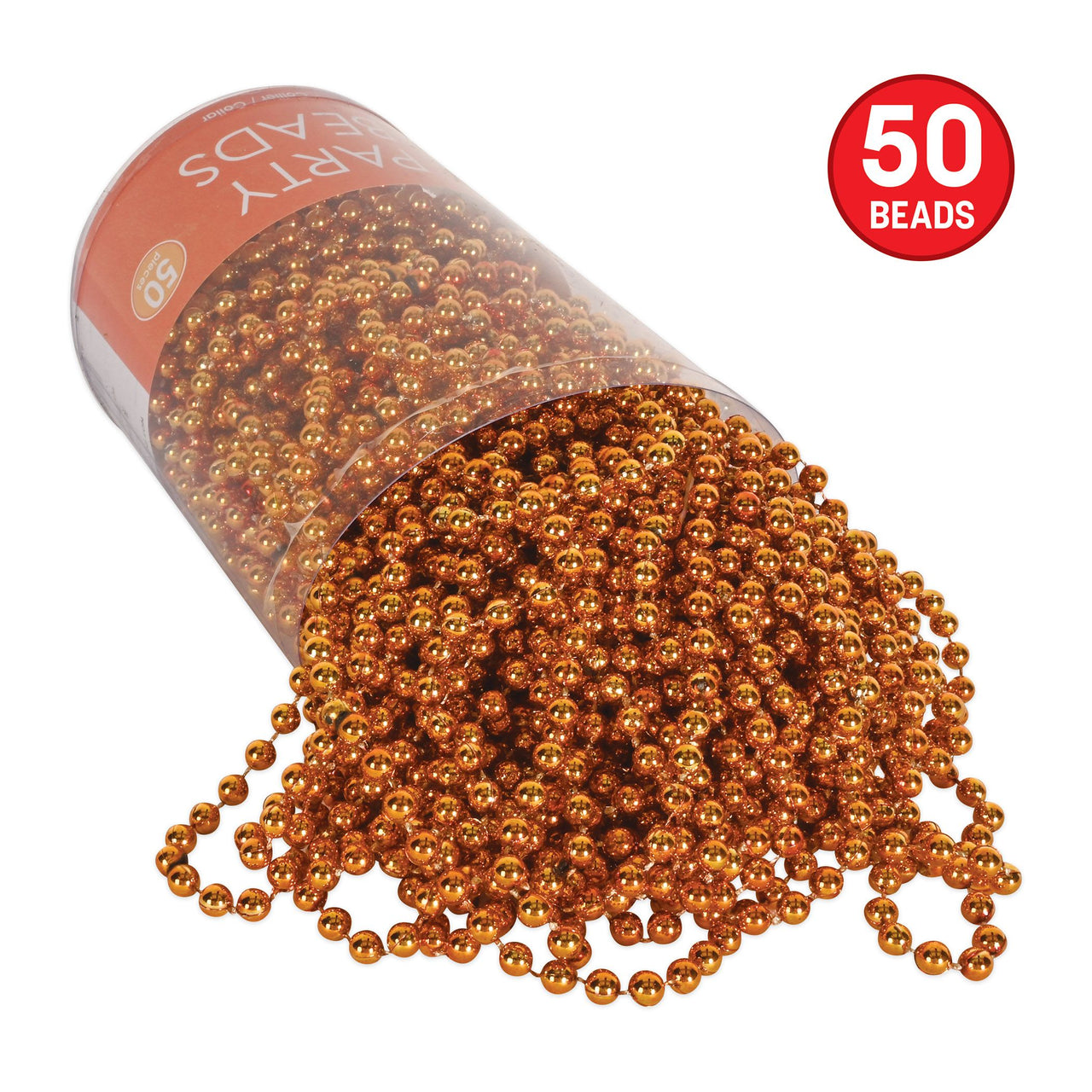 Orange Round Party Beads - 7mm x 33" (50/Pkg)