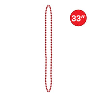 Red Round Party Beads - 7mm x 33 inch (50 Pcs/Pack)