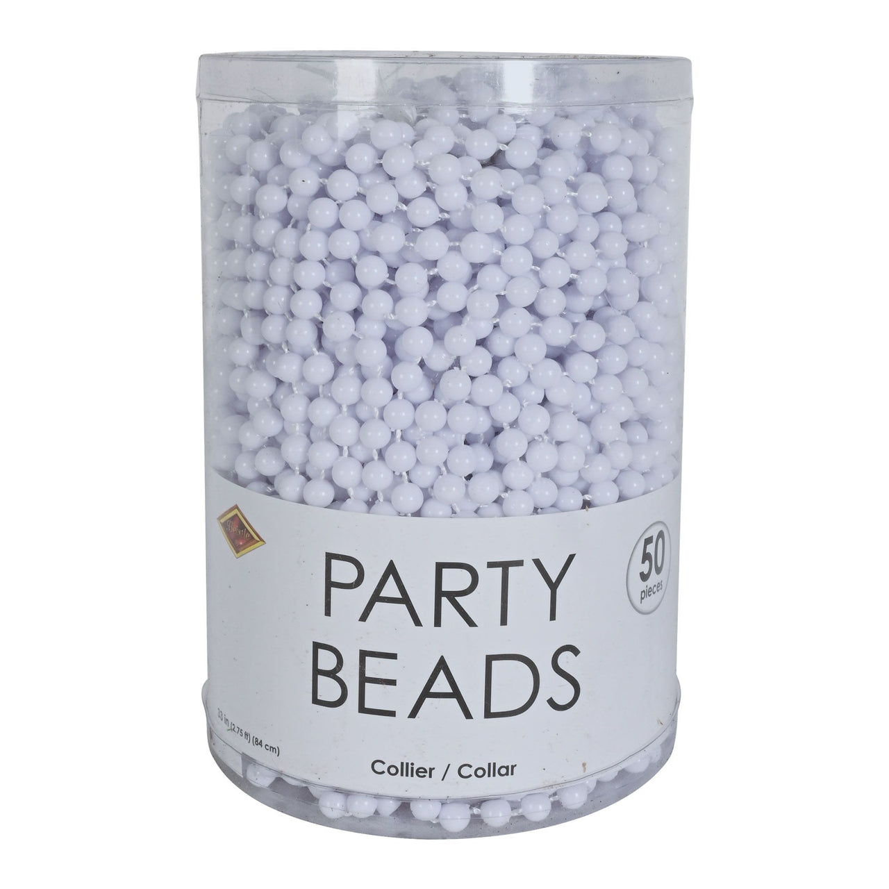 White Party Beads - 7mm x 33 inch (50/Pkg)